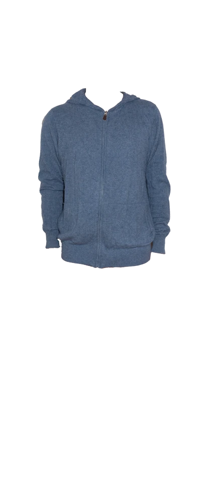 Blue Cashmere Zipped Hoodie